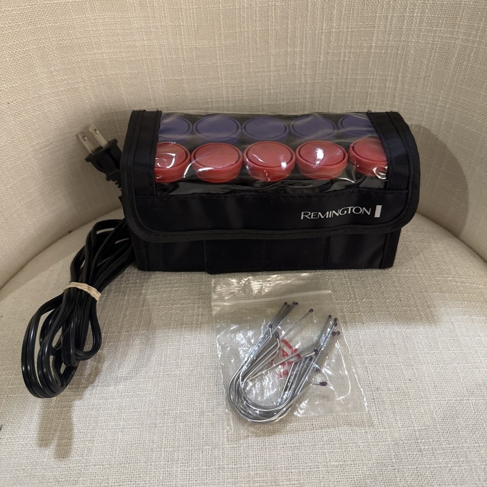REMINGTON Hot Hair Curlers Travel Pageant 10 Ceramic Rollers with Clips